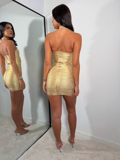 The ‘Liquid Gold’ Bandage Mini Dress