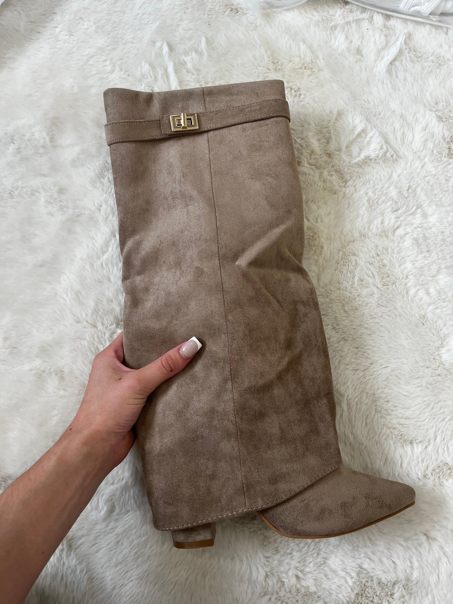 The ‘Gia’ Fold Over Knee High Shark Boots