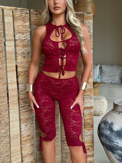 The ‘Rhiae’ Lace Co-ord Burgundy