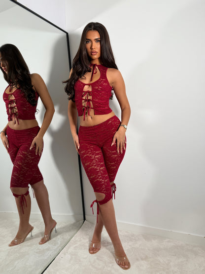 The ‘Allure’ Burgundy Capri Lace Set