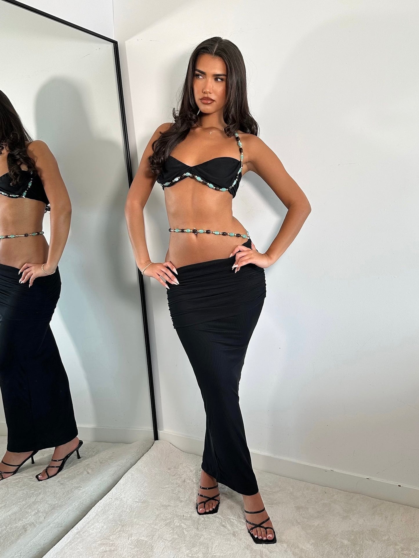 The ‘Ocean Drive’ Black Maxi Skirt Set