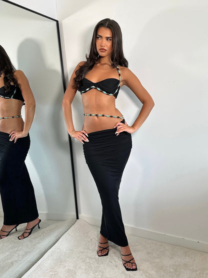 The ‘Ocean Drive’ Black Maxi Skirt Set