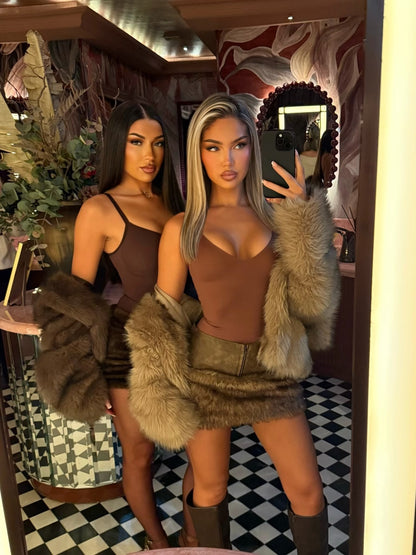 The ‘Arctic Edge’ Faux Fur & Leather Mini Skirt