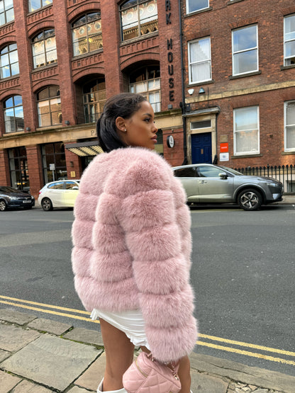 Dusty Pink Faux Fur Coat