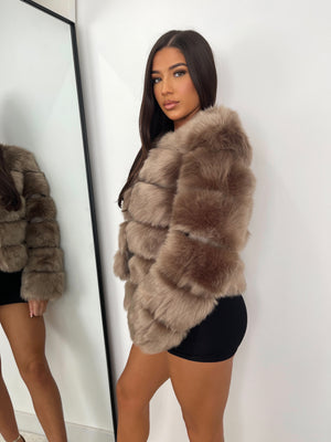 ‘Dolce’ Brown Luxury Faux Fur Coat