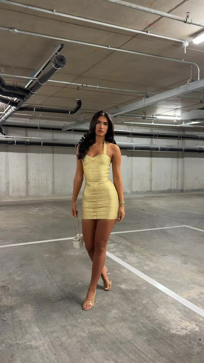 The ‘Liquid Gold’ Bandage Mini Dress