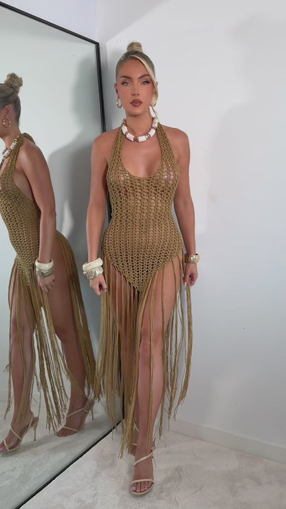The ‘Paloma’ Fringe Crochet Dress