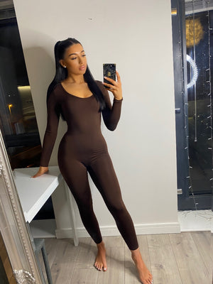 'Coco' Chocolate Brown Seamless Jumpsuit