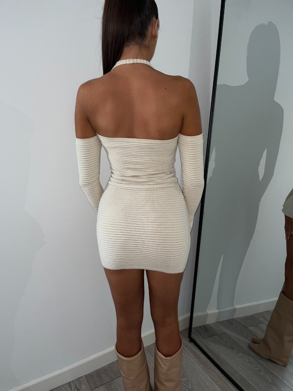 The ‘Carmella’ Nude Ribbed Dress