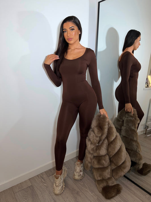 'Coco' Chocolate Brown Seamless Jumpsuit