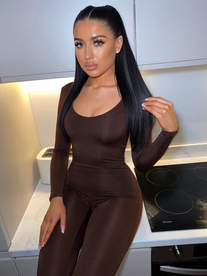 'Coco' Chocolate Brown Seamless Jumpsuit