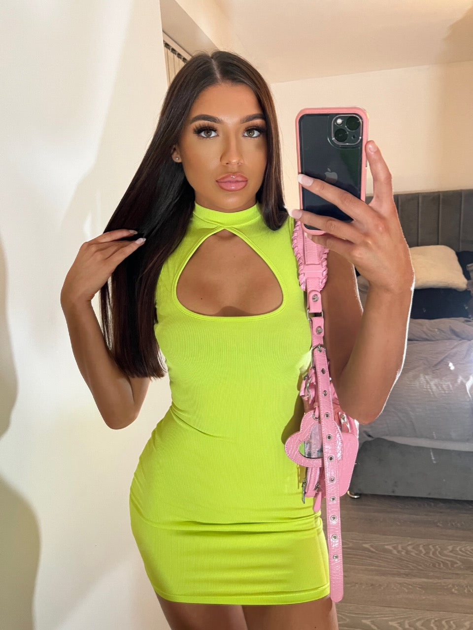 The ‘Amerie’ Lime Mini Dress