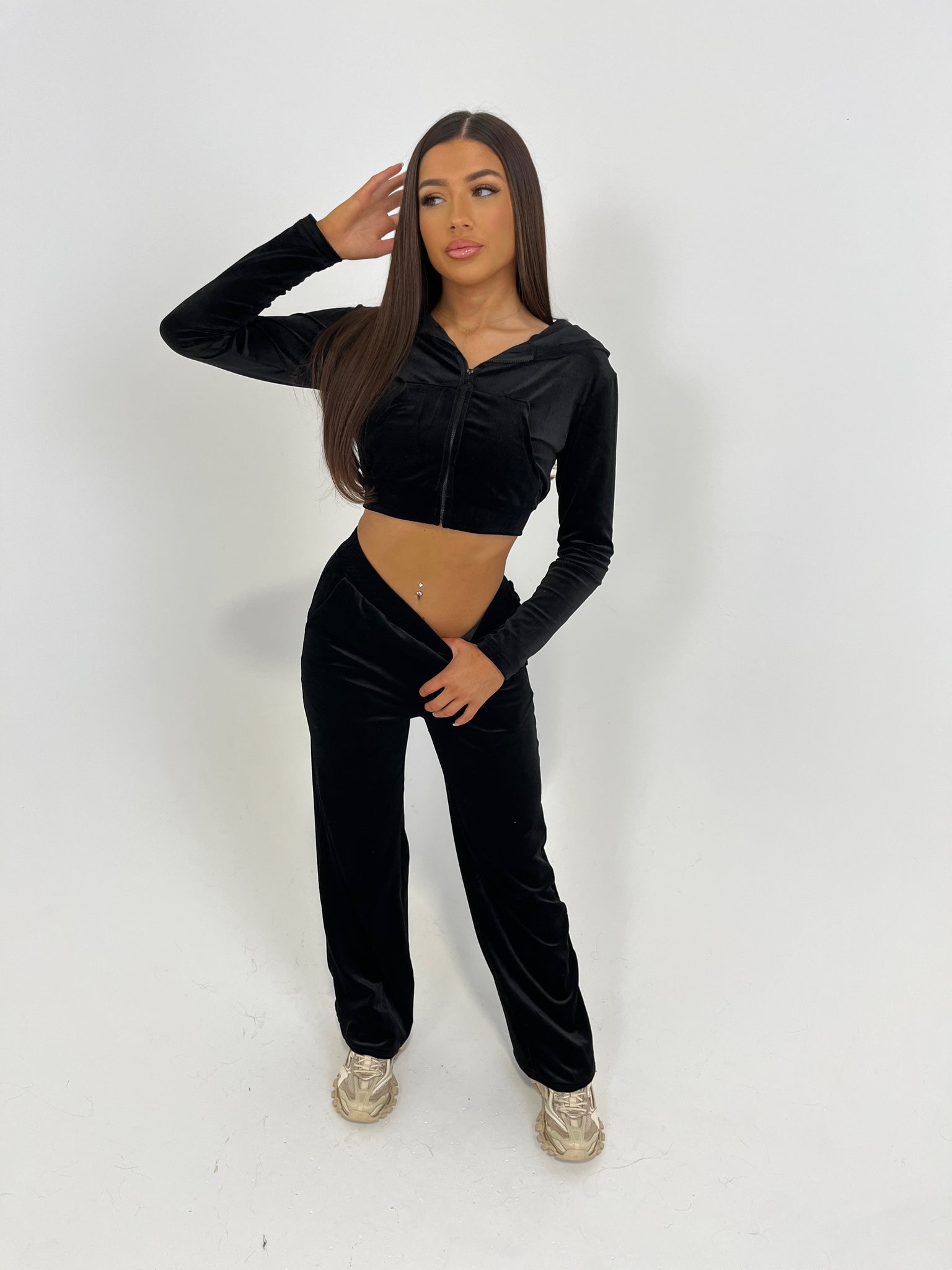 Black velvet sales sweatsuit