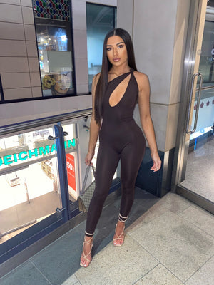 ‘Shape Of You’ Choc Brown Cut Out Jumpsuit