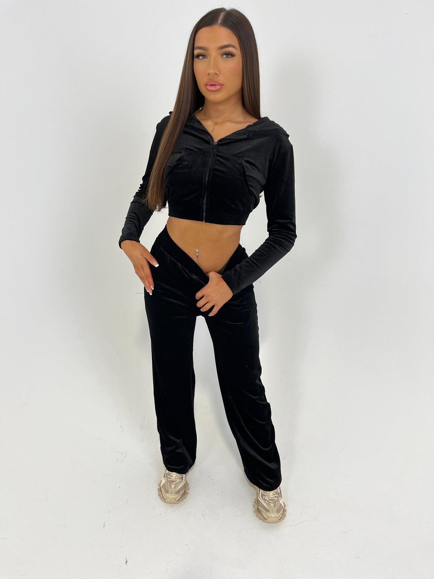 Black Velour Tracksuit