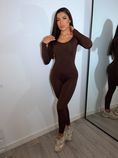 'Coco' Chocolate Brown Seamless Jumpsuit